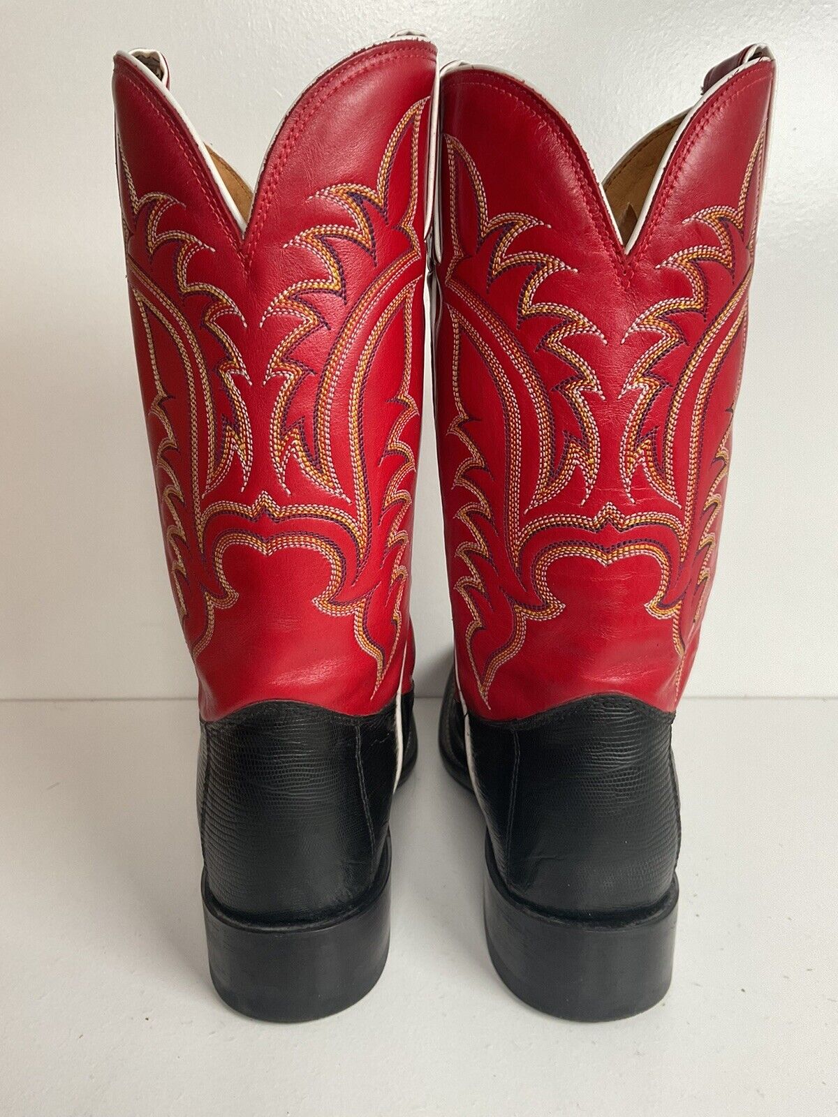 Tony Lama Women’s Lizard Vamp Cowgirl Boots 7.5 B USA Made Red Upper