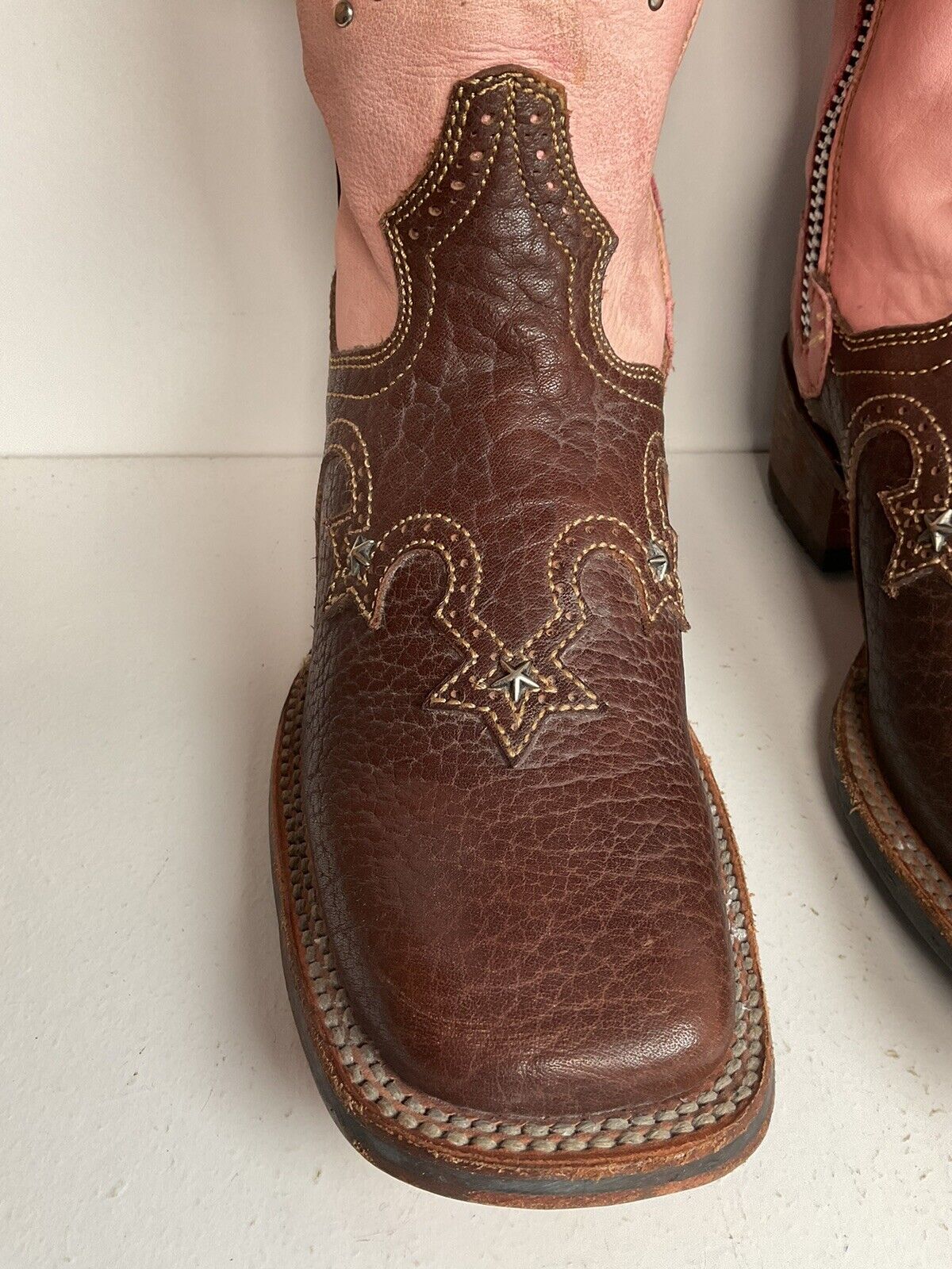 Dan Post 16” Fringe Cowgirl Boots 7.5 M Square Toe Star Inlay