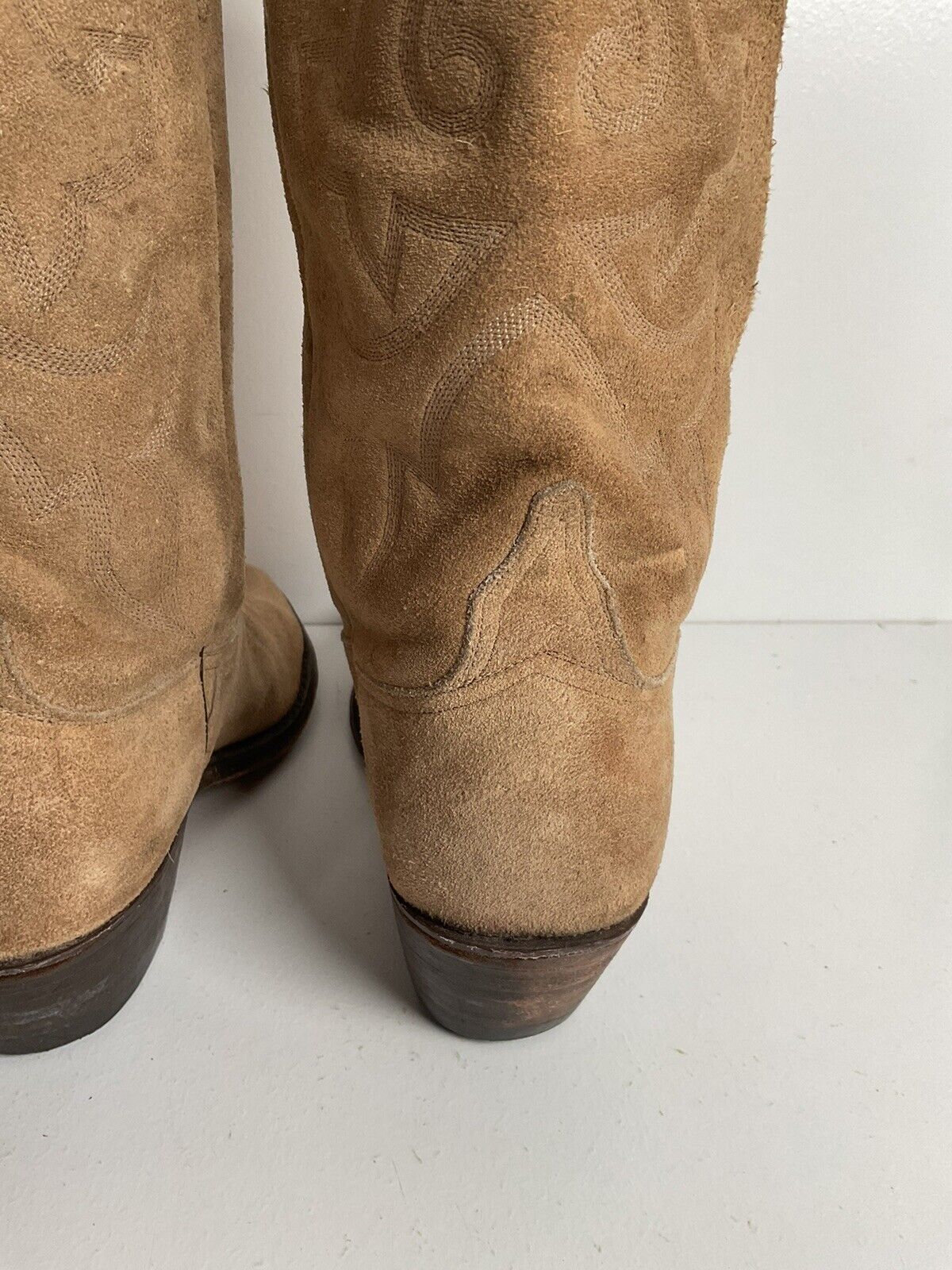 Vintage Lucchese Full Rough Out Suede Cowgirl Boots 8 B Billy Martin’s Custom