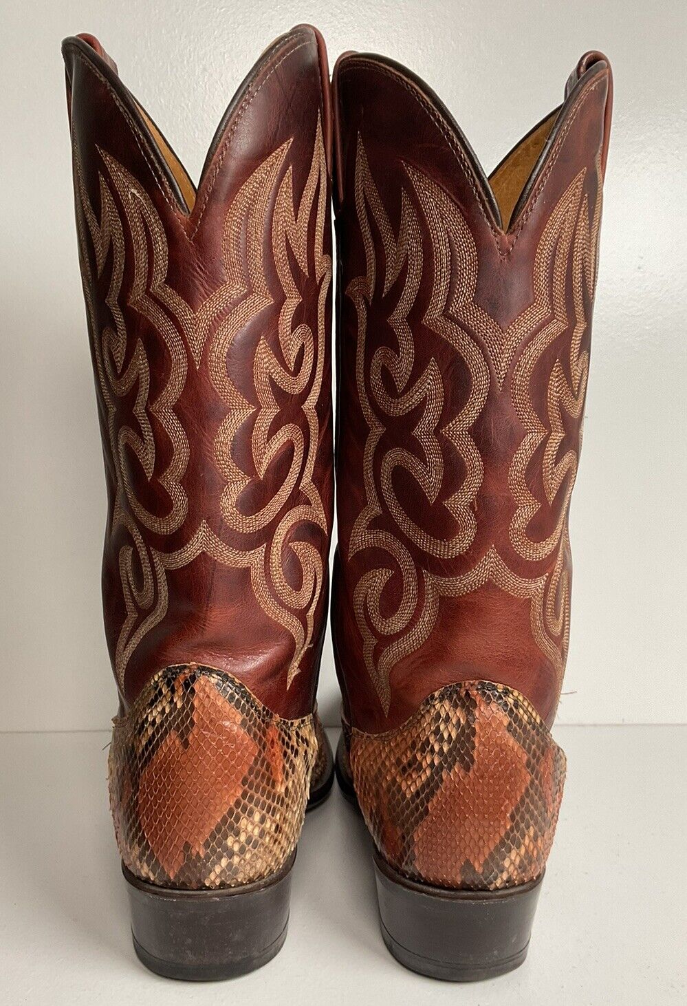 Vintage Chisholm Front Cut Python Cowboy Boots 10 D Snakeskin USA Made