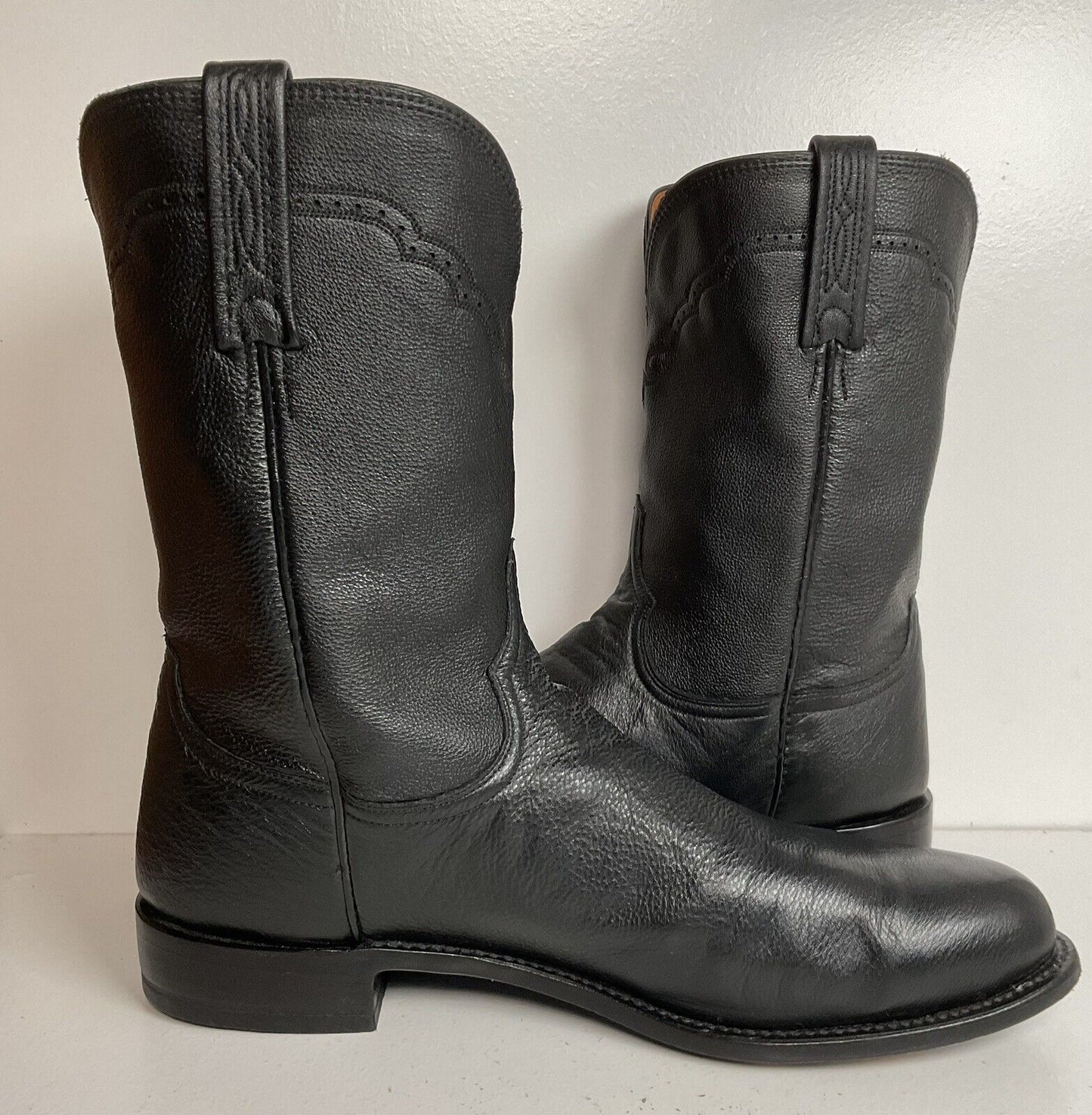 Lucchese 1883 Classic Black Roper Boots 14 EE