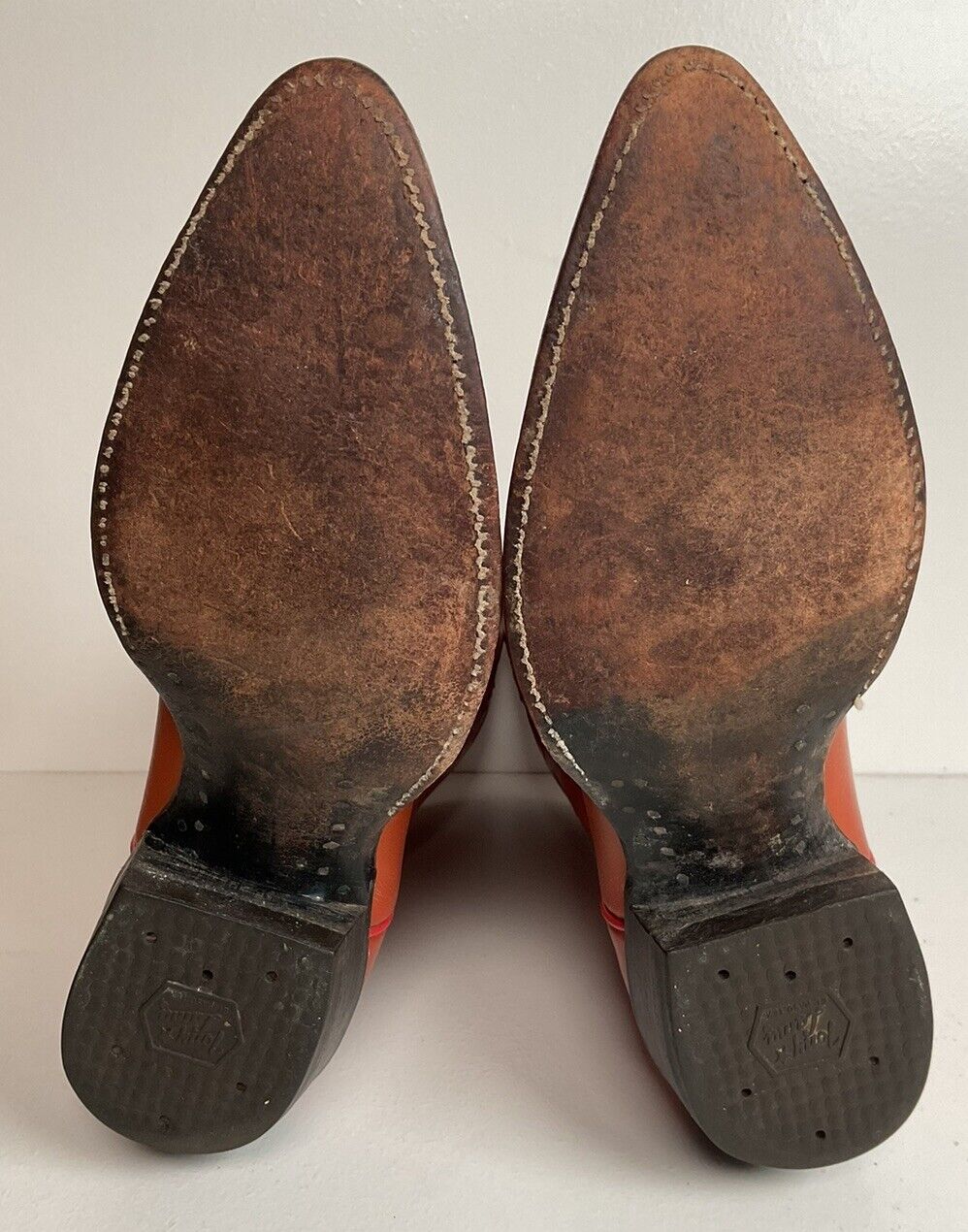 Vintage Tony Lama Burnt Orange Cowgirl Boots 6.5 C Tooled Inlay