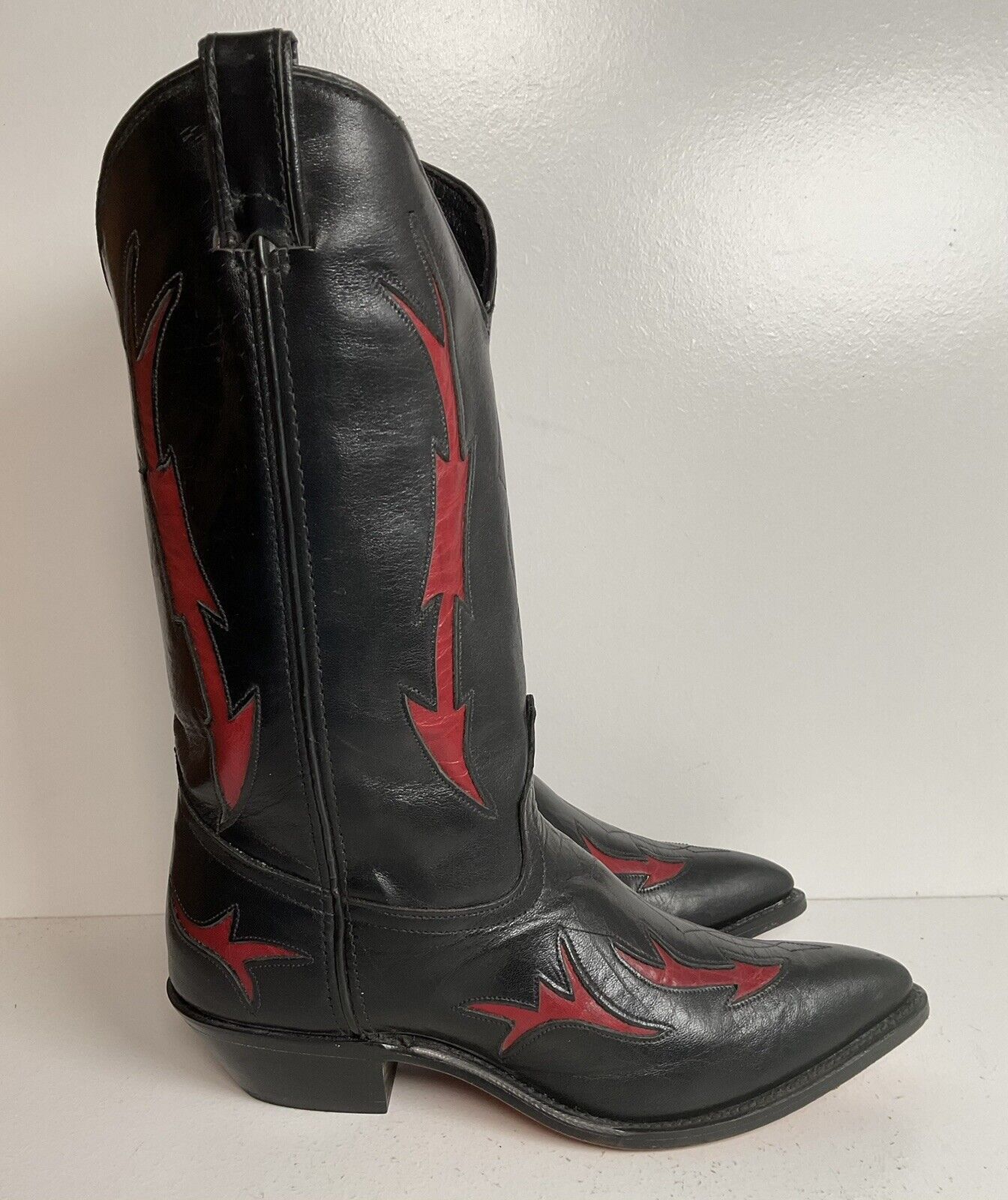 Vintage Code West for Dan Post Tooled Inlay Cowgirl Boots 7.5 M USA Made