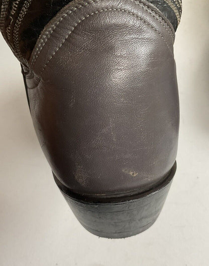 Vintage Tony Lama Grey Lizard Wingtip Cowboy Boots 10.5 D Gold Label Recraft