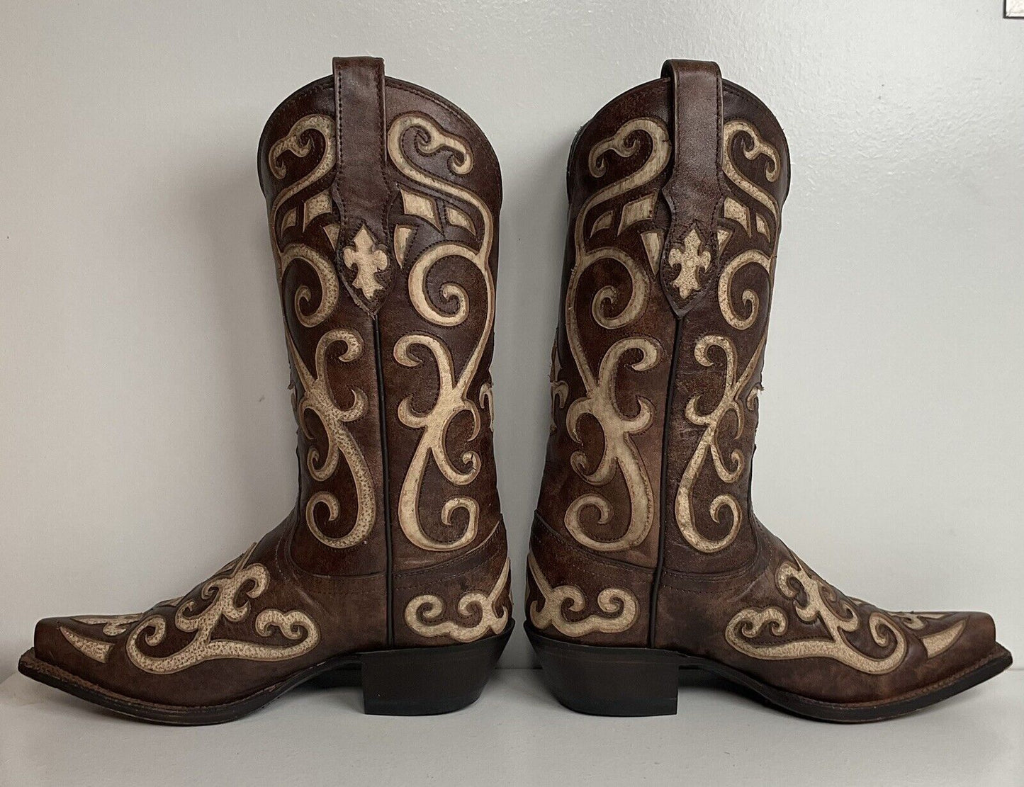 Tony Lama Cassidy & Santa Fe Cowgirl Boots 5 B Tooled Inlay