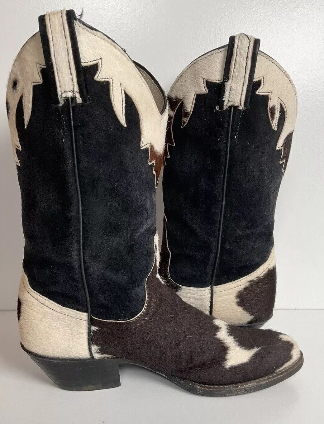 Vintage Larry Mahan Cow Hair Cowgirl Pony Boots 8 B