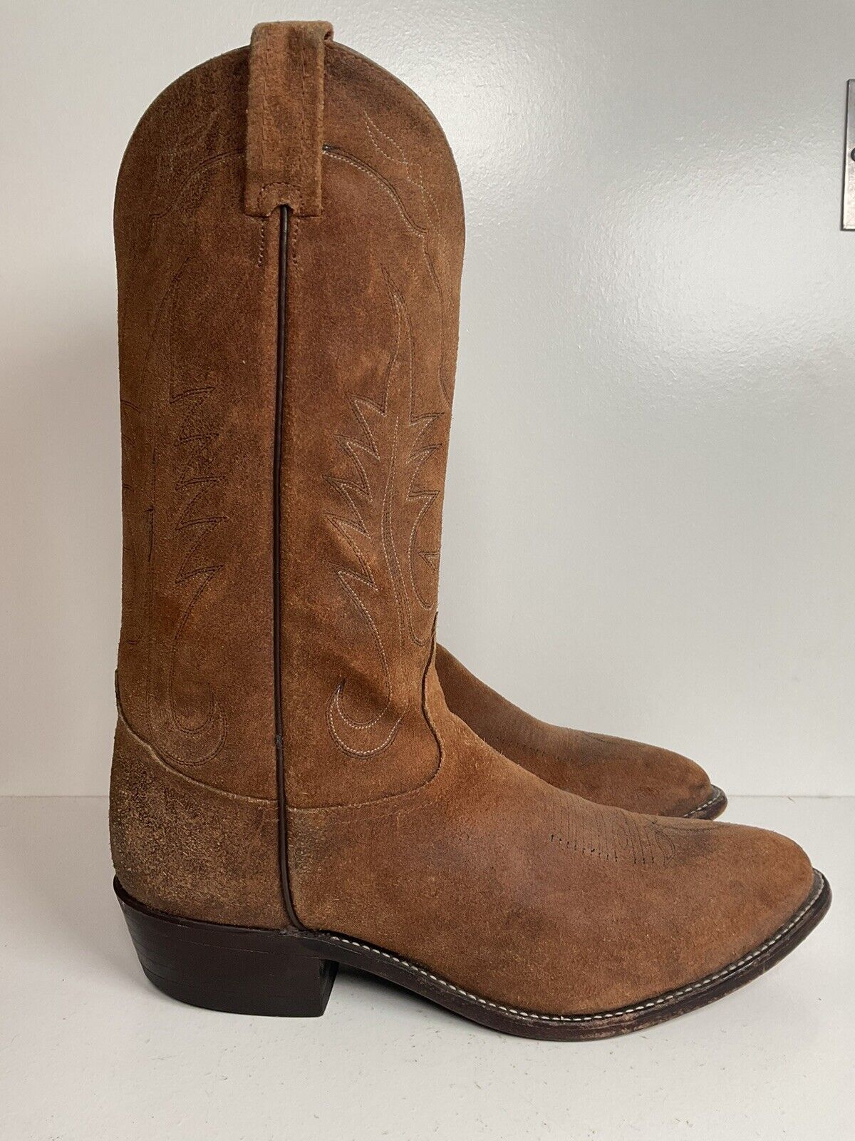 Tony Lama Full Rough Out Suede Cowboy Boots 12 D USA Made