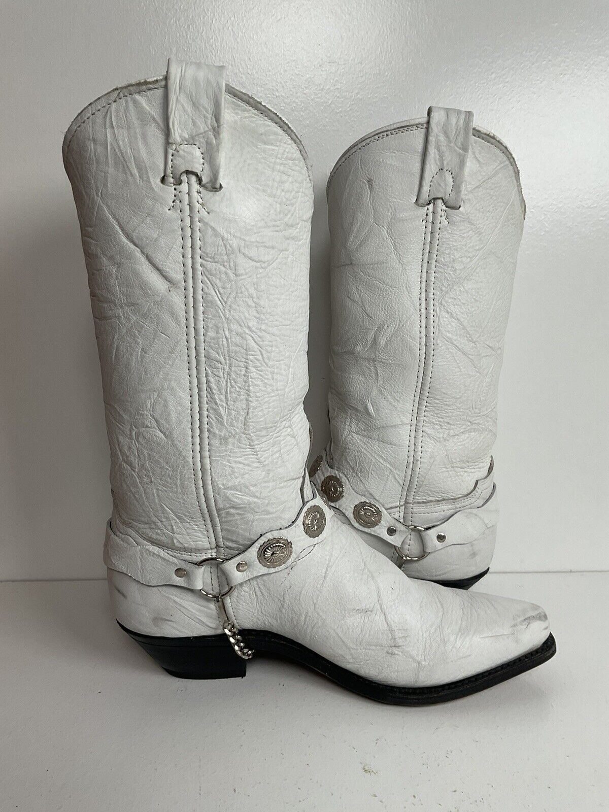 Abilene Wedding White Western Harness Boots 75 M Cowgirl