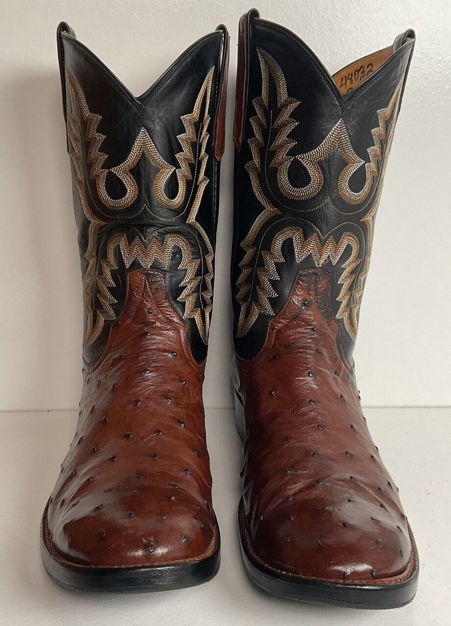 Rios Of Mercedes Exotic Ostrich Quill Roper Boots 9.5 D New Sole Savers