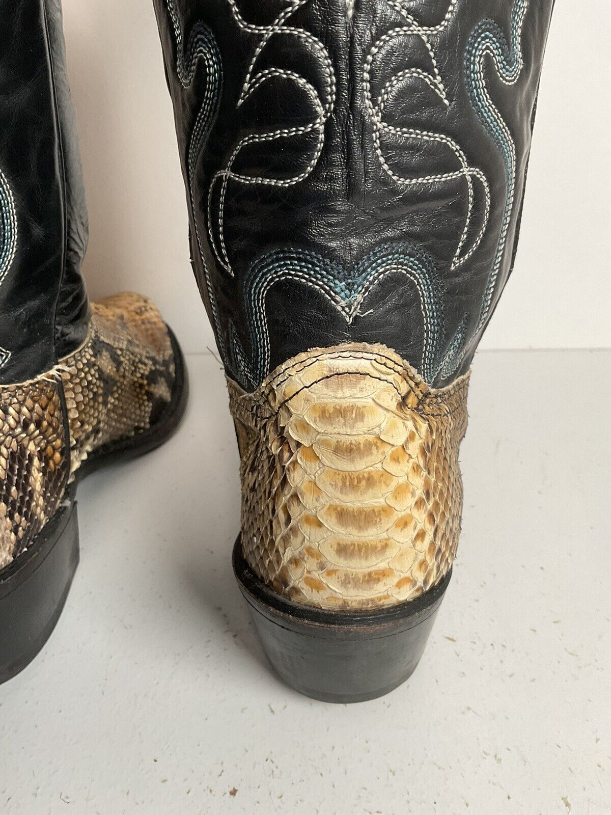 Vintage Abilene Back Cut Python Cowboy Boots 10 D USA Snakeskin