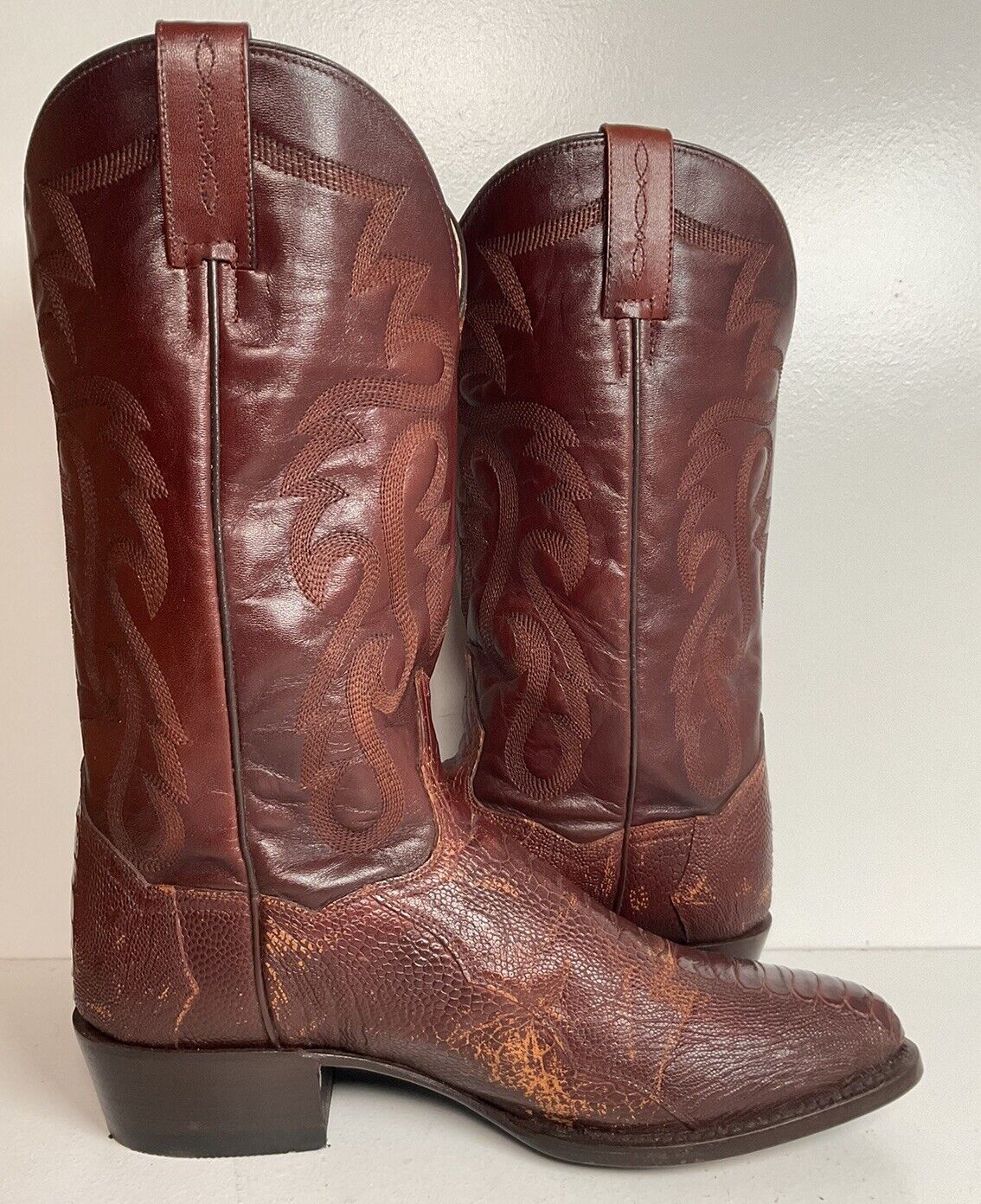 Dan Post Exotic Ostrich Leg Cowboy Boots 10 D