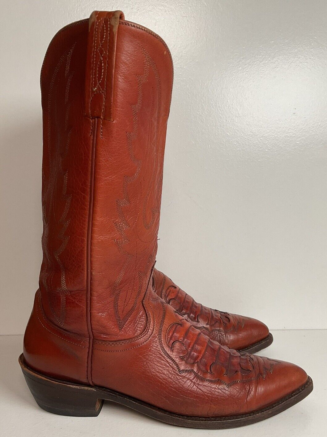 Lucchese 1883 Caiman Crocodile Inlay Cowboy Boots 9 D Exotic