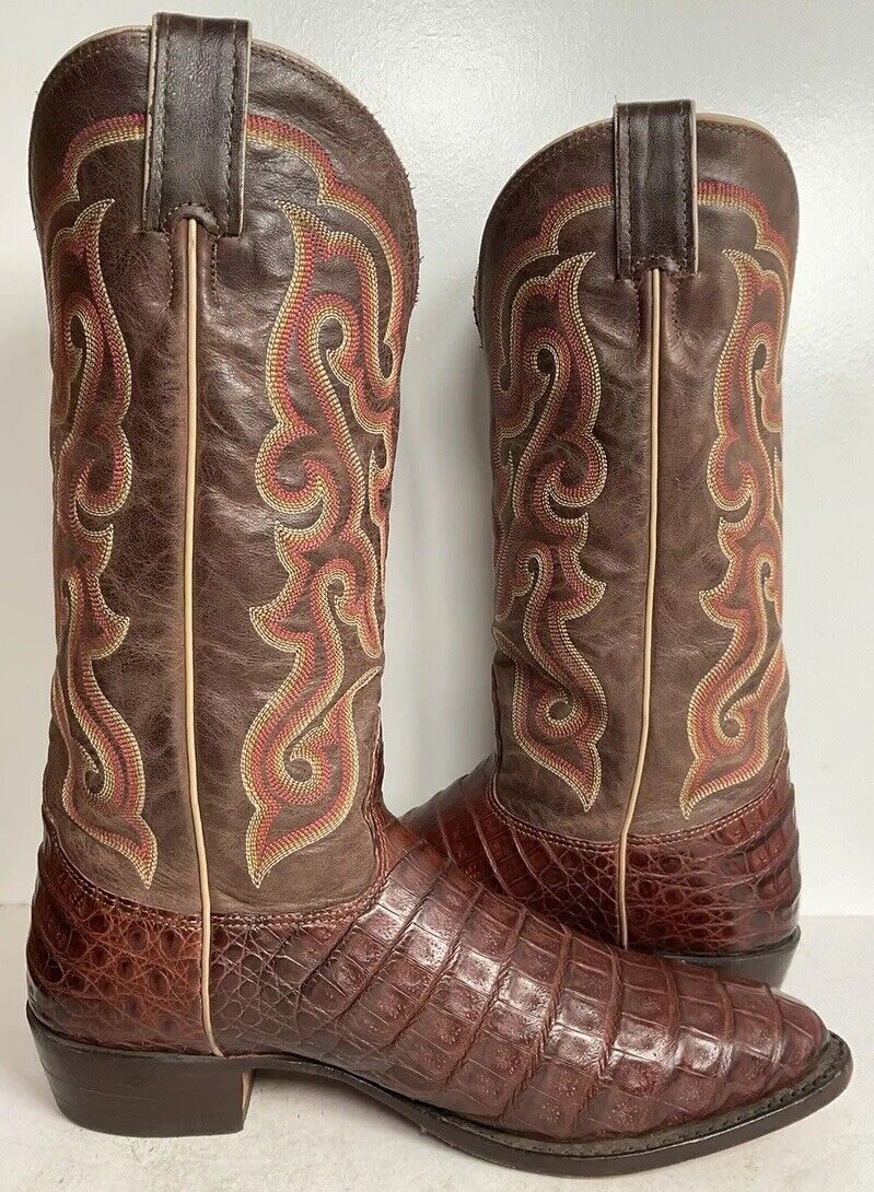 Nocona Exotic Caiman Crocodile Cowboy Boots 9 D Belly Cut USA