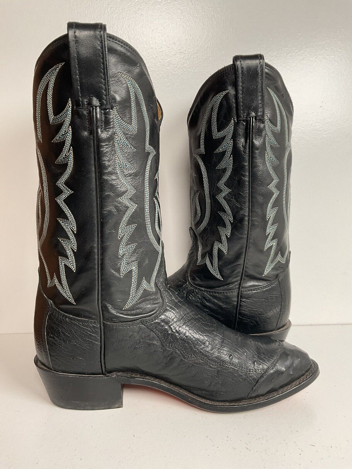 Tony Lama Smooth, Pin Quill Ostrich Cowboy Boots 8.5 EE Wingtip Exotic USA