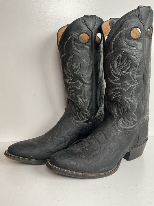 Justin Faux Elephant Print On Cowhide Buckaroo Cowboy Boots 10 D Punchy