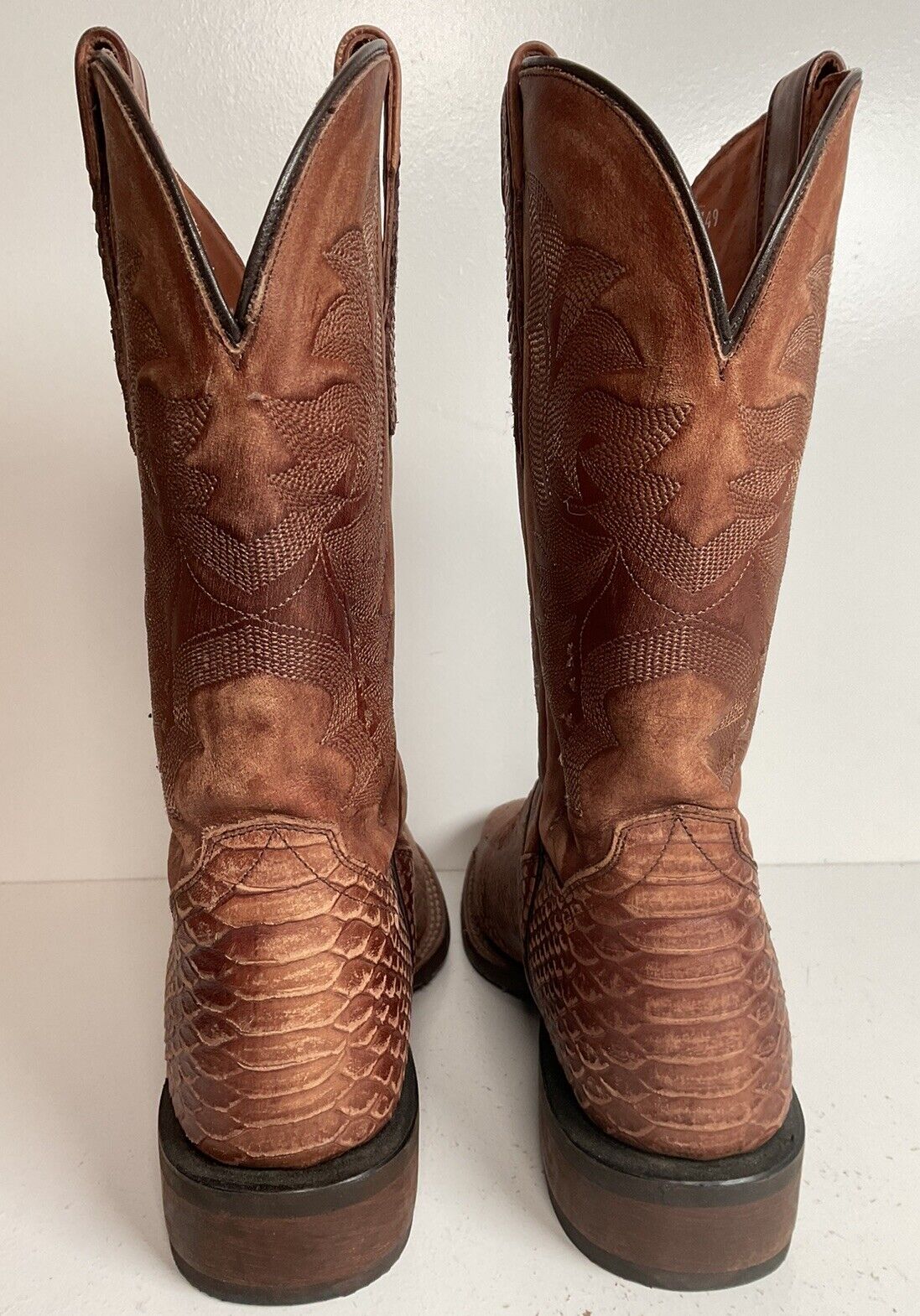 Dan Post Square Toe Python Snake Print Cowboy Boots 9.5 D DP4526