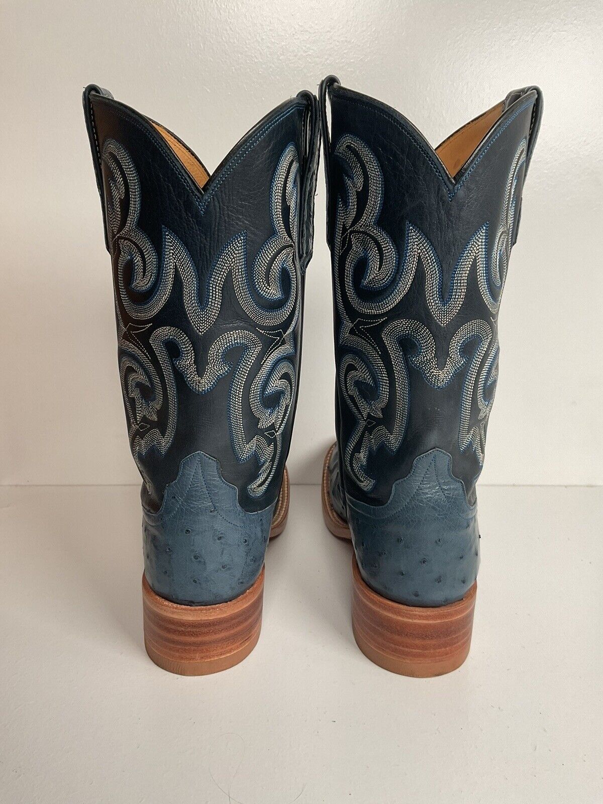 Rios of Mercedes Denim Blue Ostrich Quill Cowgirl Boots 7 C Roper Exotic