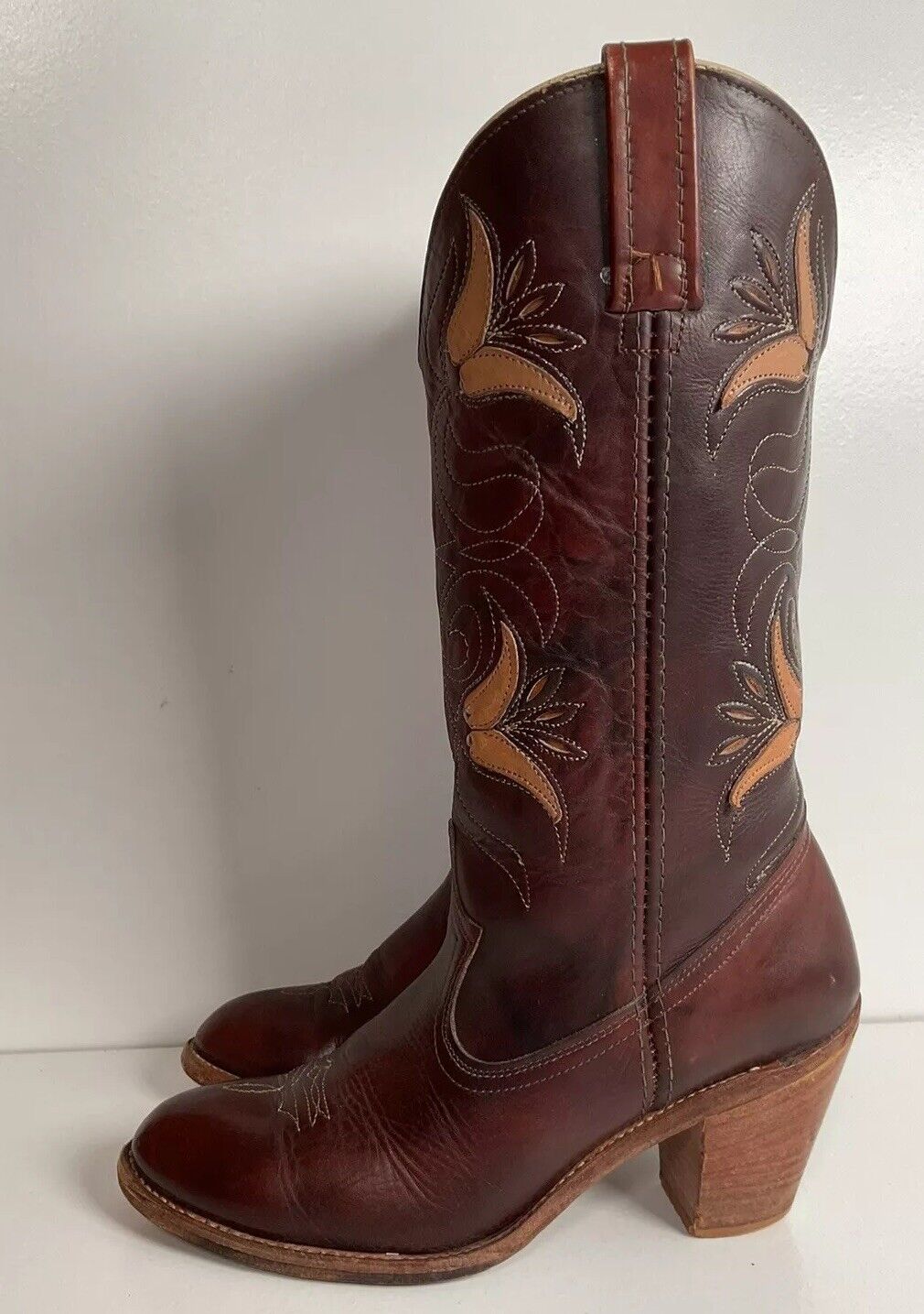 Vintage Dingo Acme Tulip Cowgirl Boots 7.5 M USA Made