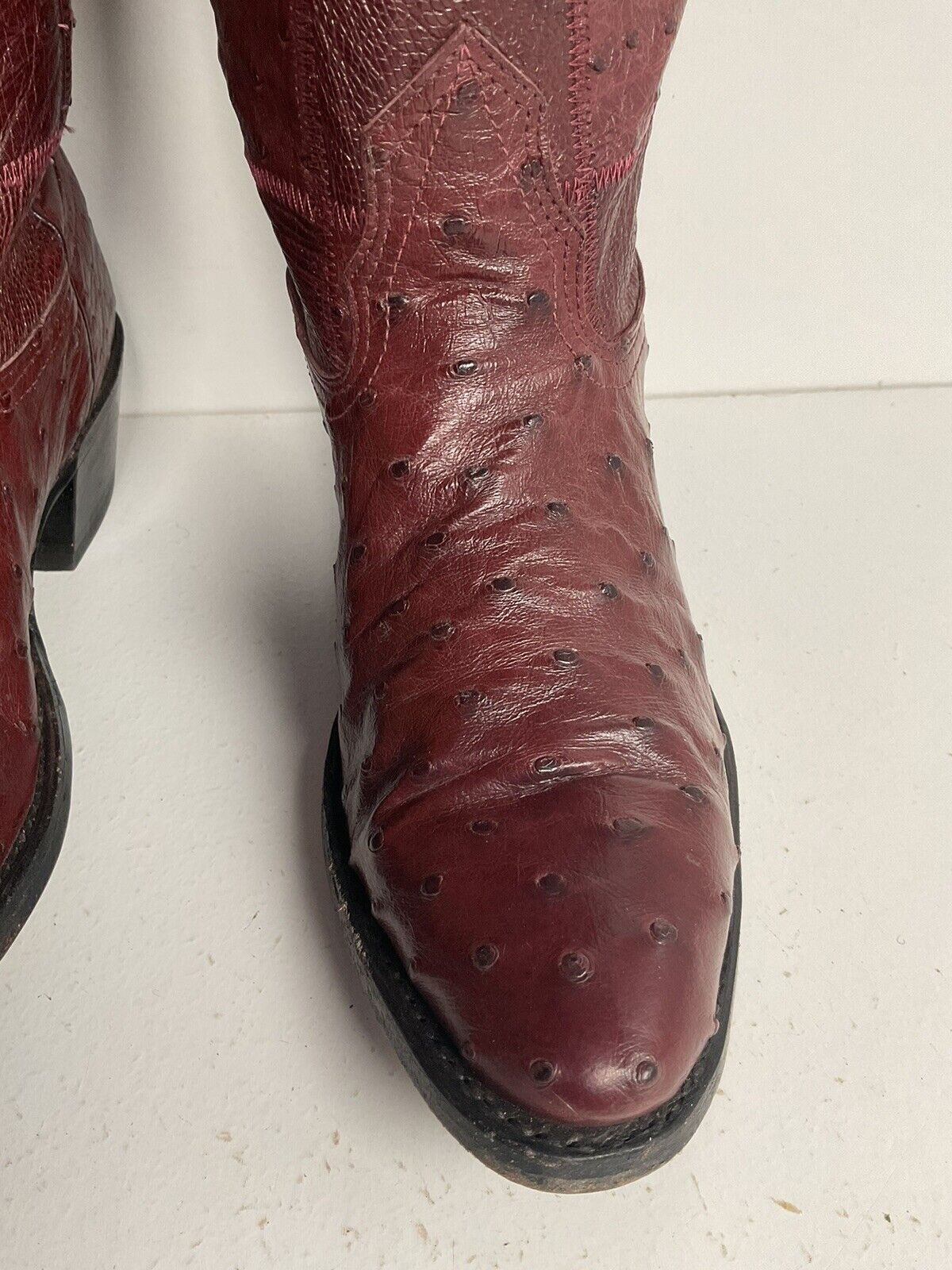 Vintage Nocona Exotic Ostrich Quill Cowgirl Boots 5 C Quilted Patchwork USA