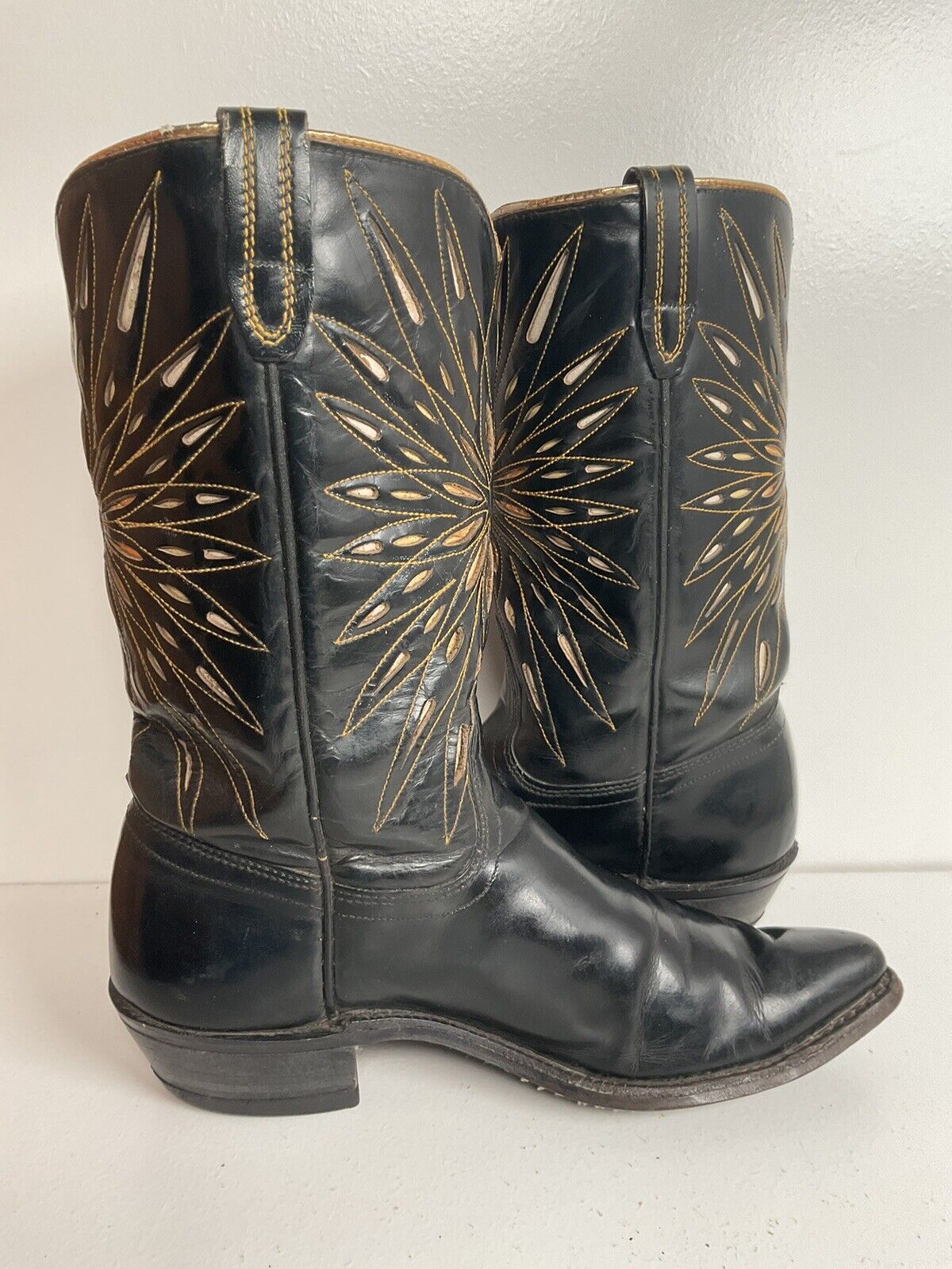 Vintage ACME Peewee Shorty Cowgirl Boots 5.5 C Starburst Inlay 60s 70s