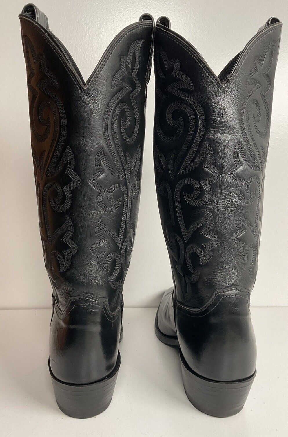 Justin Corona Top Leather Cowboy Boots 9.5 B USA Style 1434 Classic Black