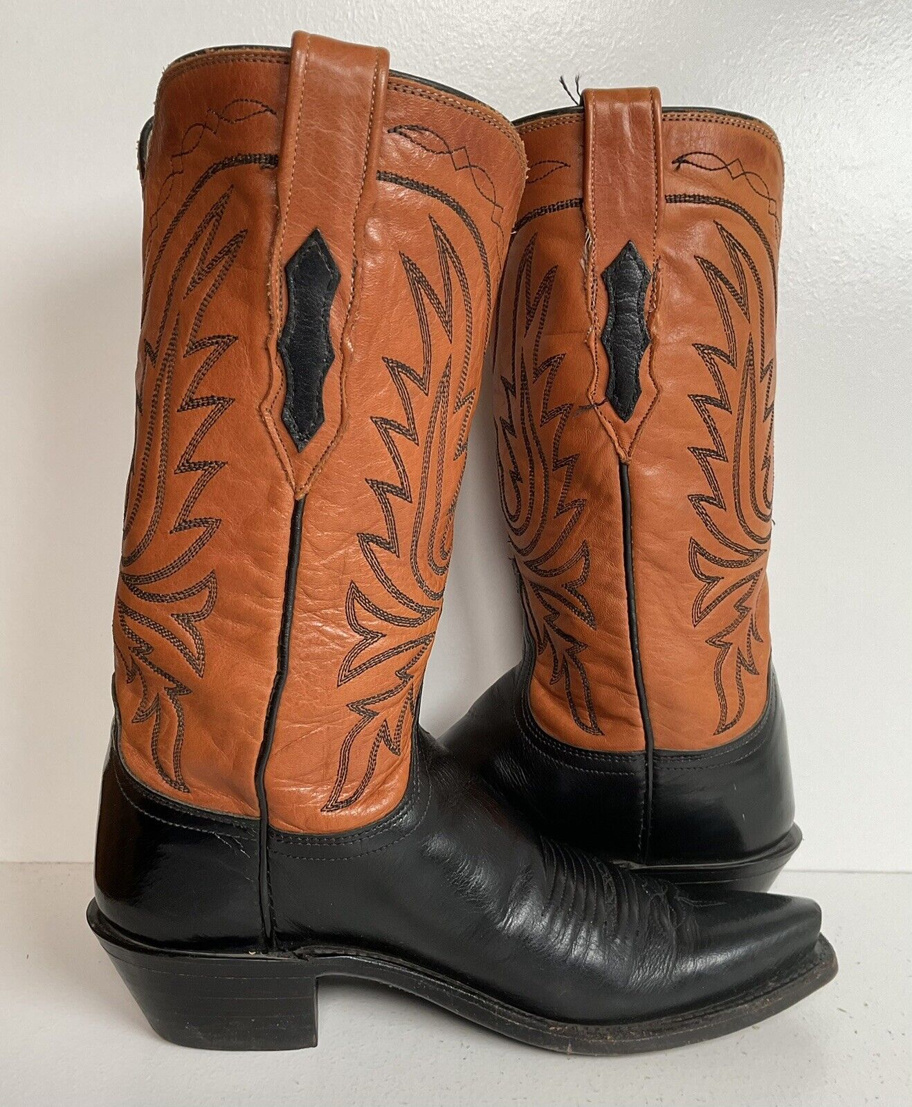 Lucchese 1883 Leather Cowgirl Boots 6.5 B Stitched Rust Brown