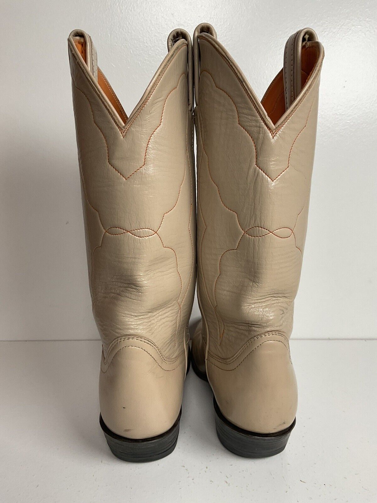 Vintage Tony Lama Lizard Wingtip Cowgirl Boots 5.5 A Creme Leather