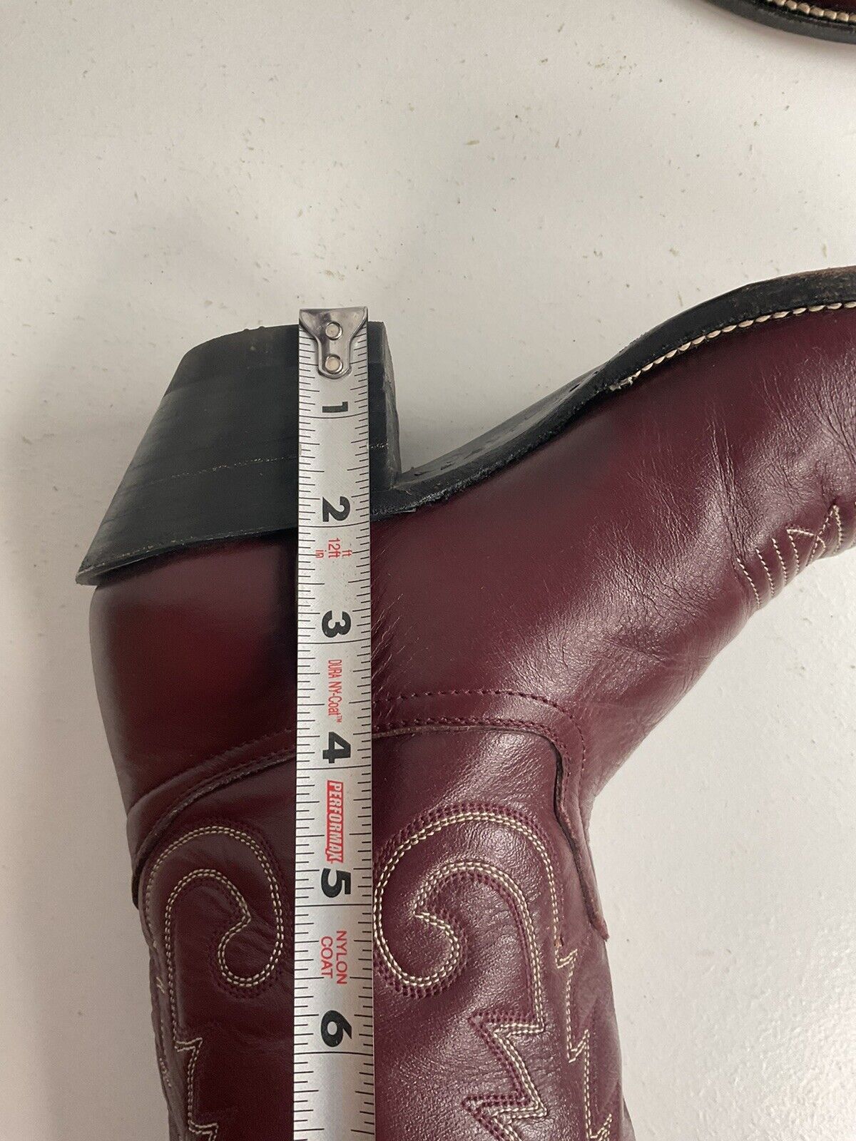 Vintage Hondo 18” Burgundy Cowgirl Boots 6.5 A Stitched