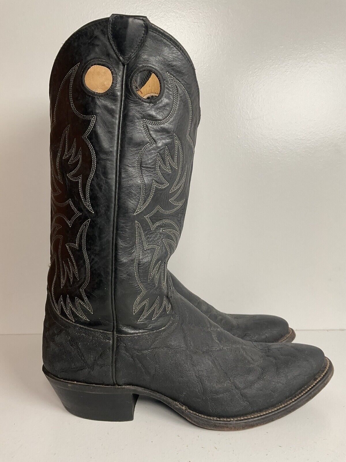 Justin Faux Elephant Print On Cowhide Buckaroo Cowboy Boots 10 D Punchy