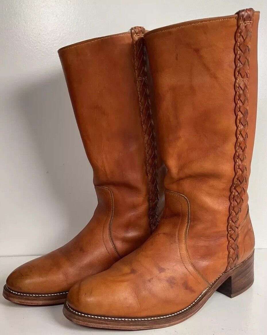 Vintage Dingo Acme Braided Campus Boots 10 D New Half Soles