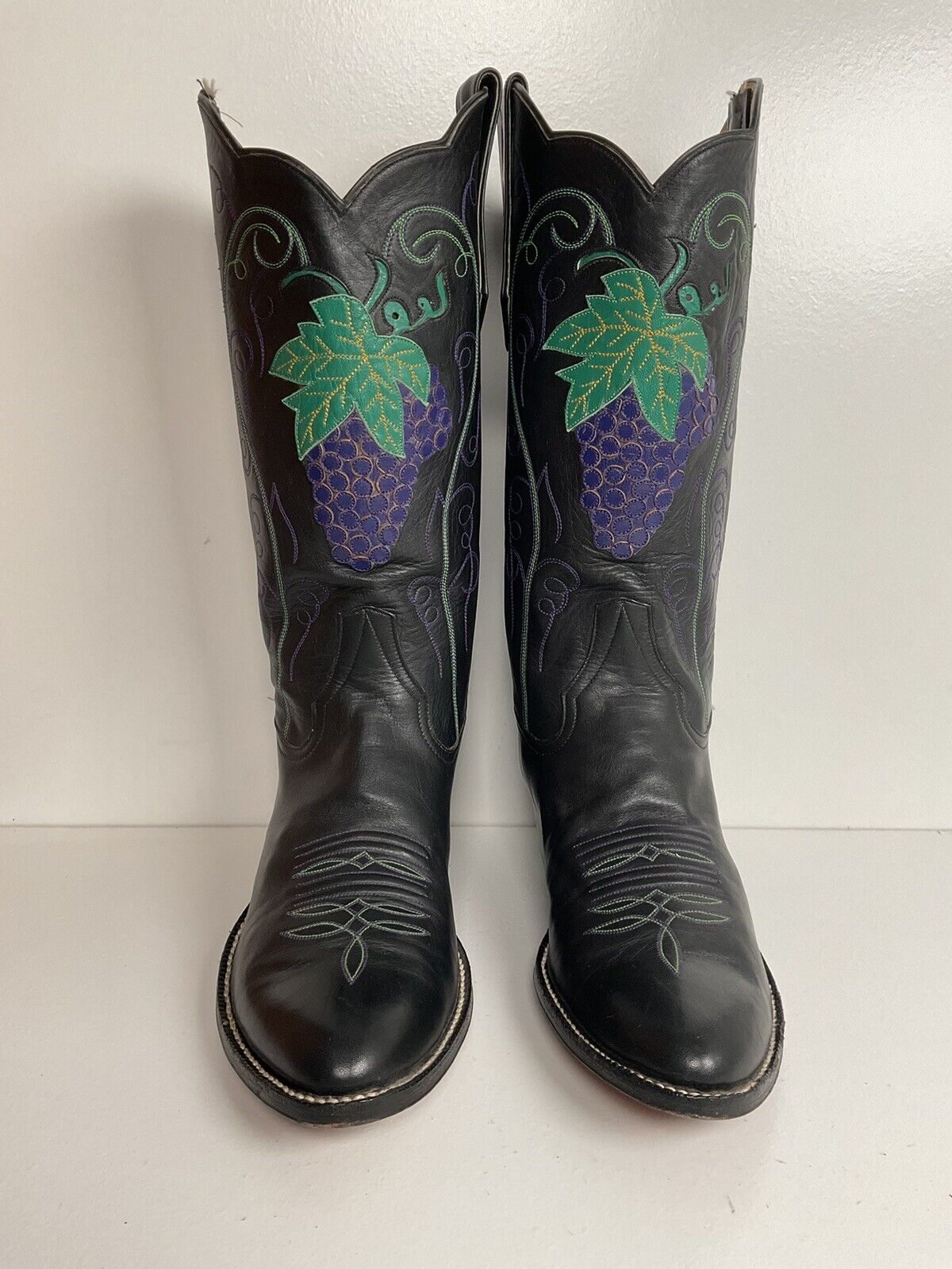 Vintage Rocky Carroll Custom Grape Vine Cowgirl Boots 6-6.5 Texas Americana