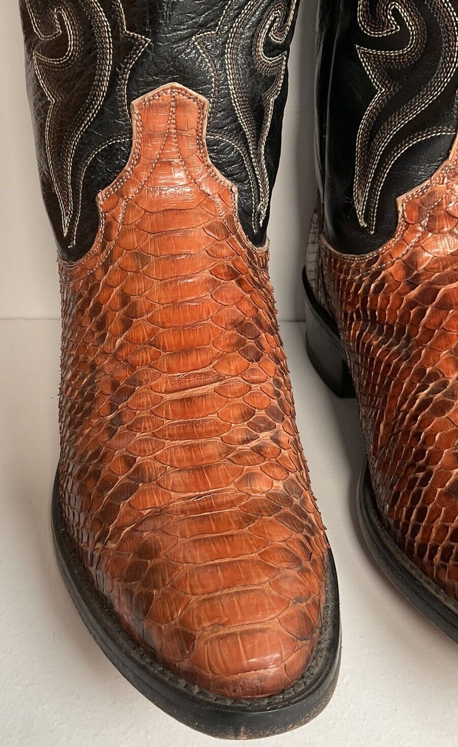 Dan Post Rust Brown Python Snakeskin Cowboy Boots 9 D Back Cut