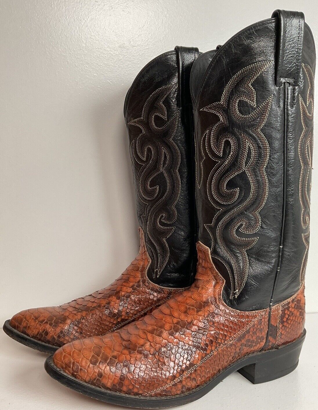 Dan Post Rust Brown Python Snakeskin Cowboy Boots 9 D Back Cut