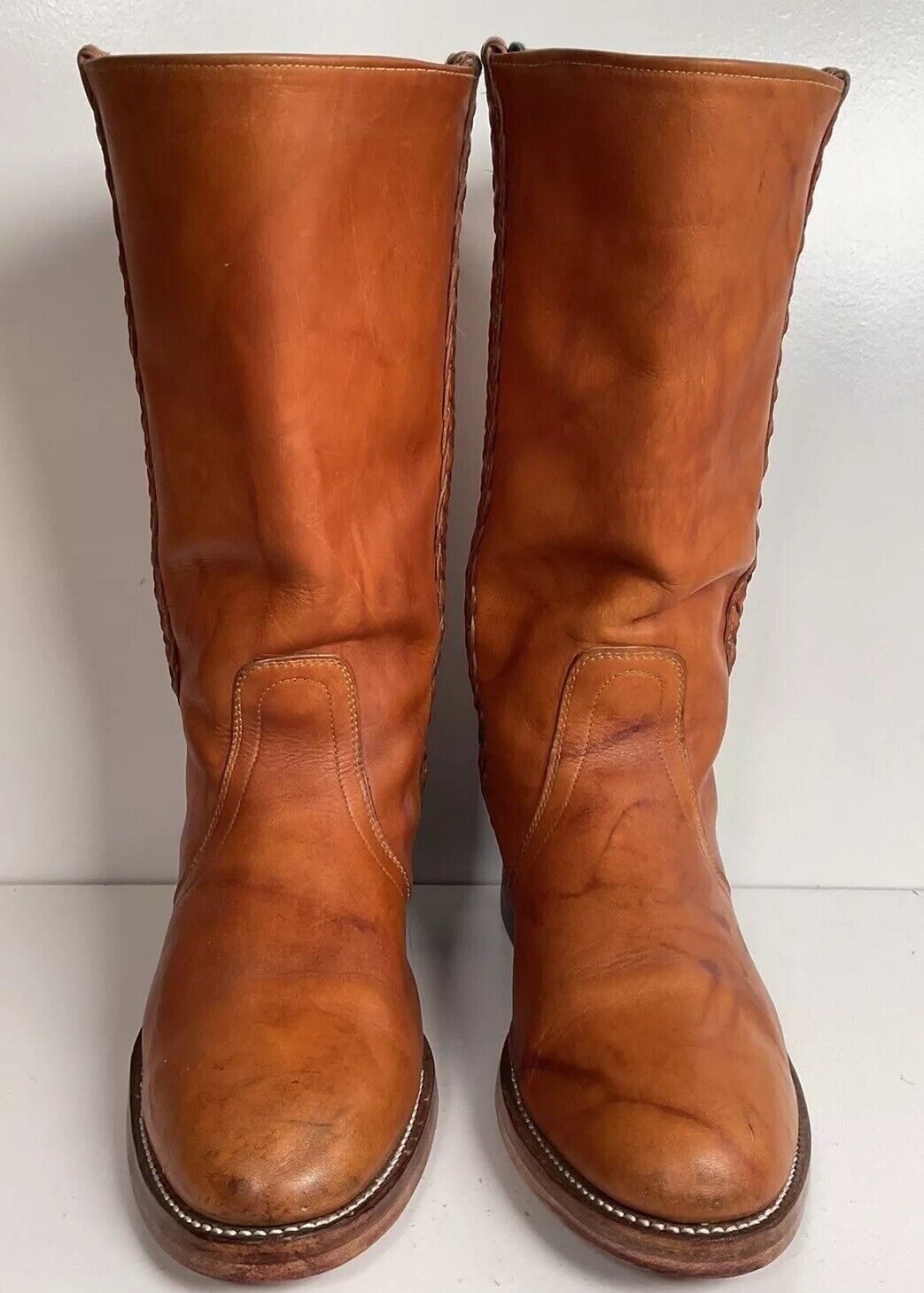 Vintage Dingo Acme Braided Campus Boots 10 D New Half Soles