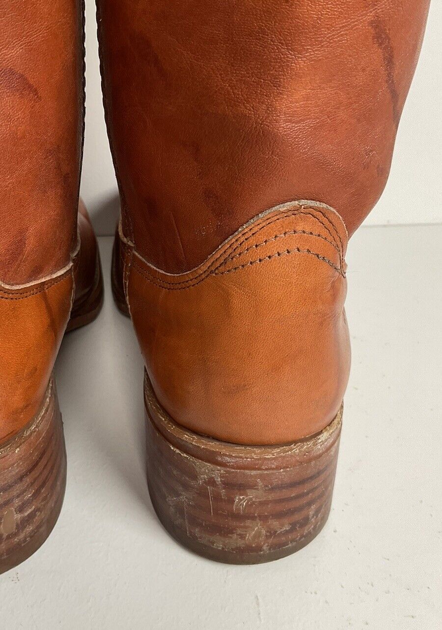 Vintage Dingo Acme Leather Campus Boots 12 D USA Made Thrashed