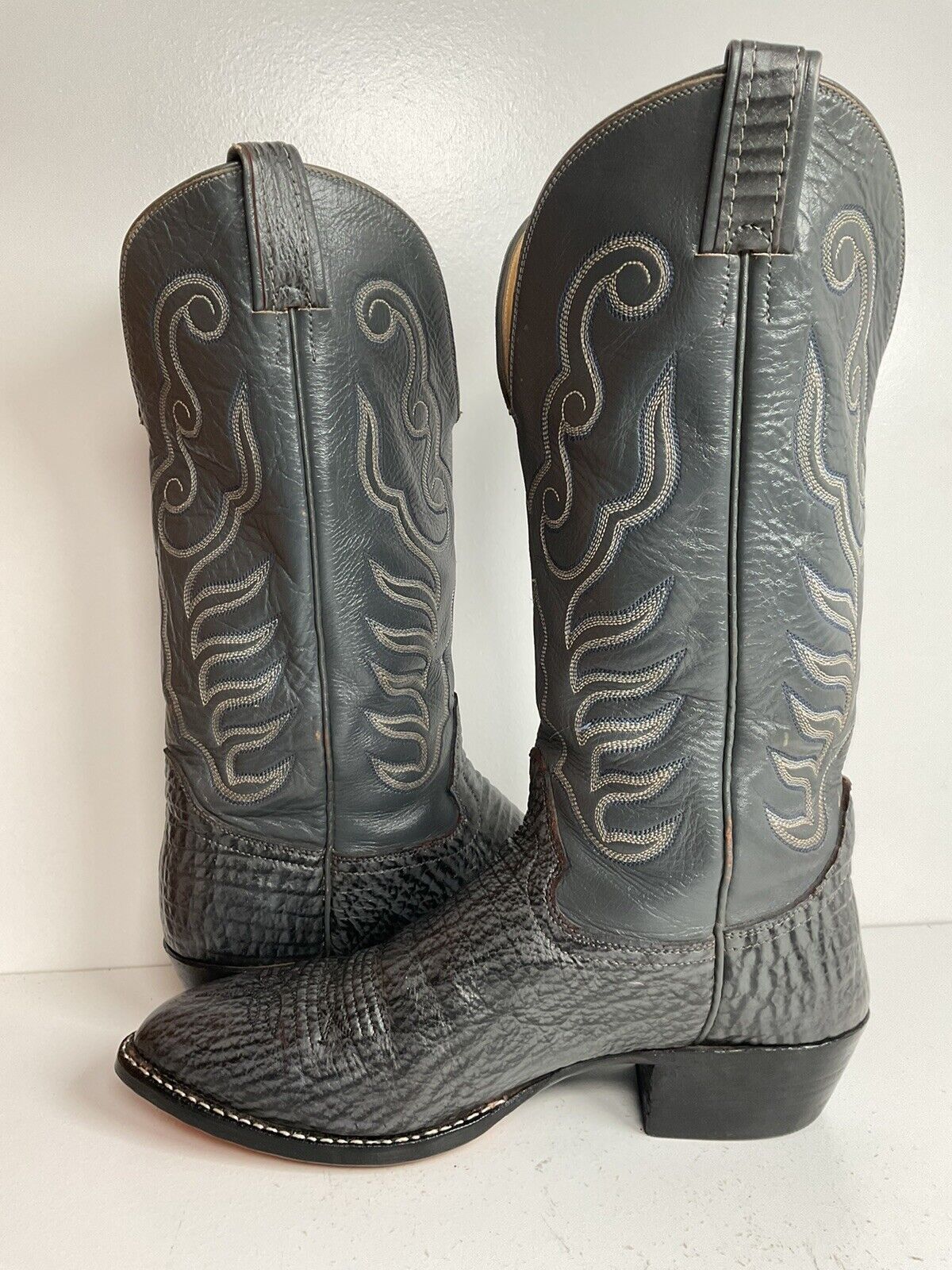 Hondo Exotic Sharkskin Cowboy Boots 8.5 D New Half Soles