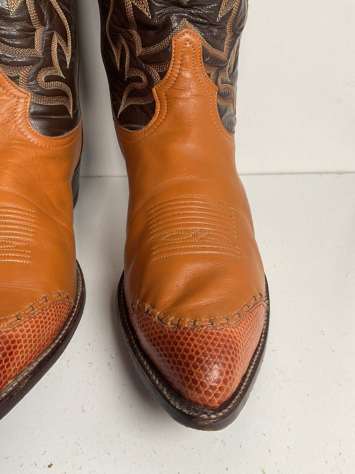 Vintage Tony Lama Lizard Wingtip Cowboy Boots 10.5 EEE