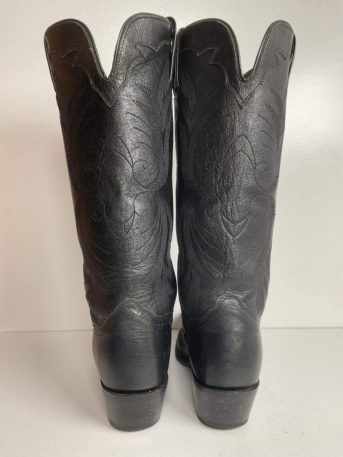 Nocona 15” Tall Black Leather Cowgirl Boots 6.5 B