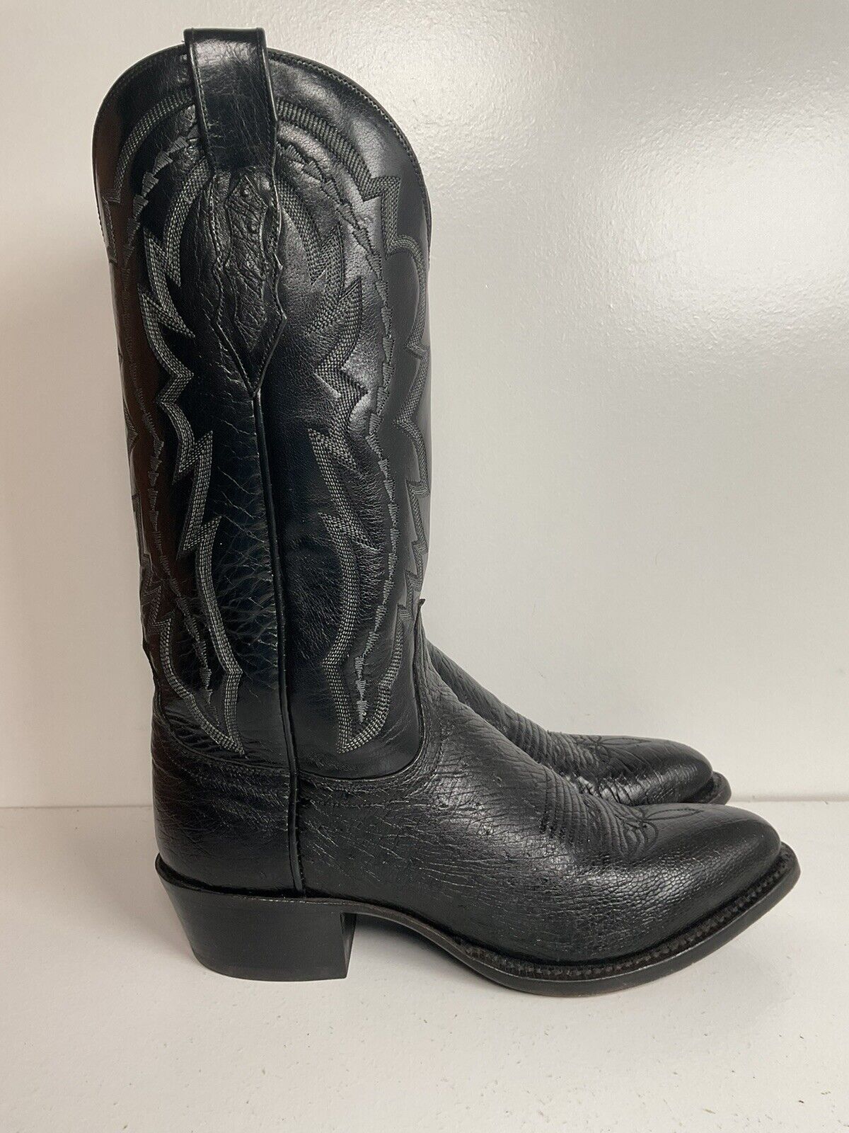 Vintage Lucchese 2000 Smooth Ostrich Leather Cowboy Boots 7.5 D Exotic