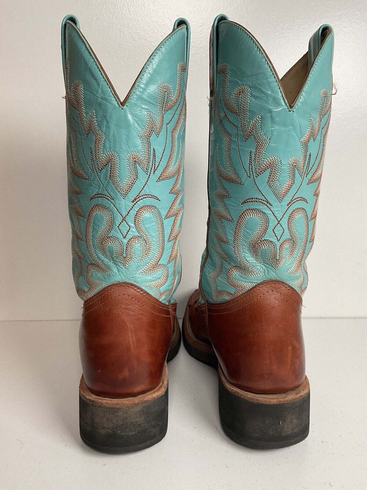 Boulet Exotic Ostrich Quill Cowgirl Roper Boots 7 C Crepe Turquoise