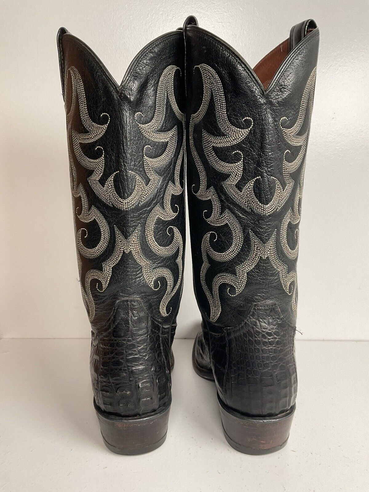 Tony Lama Exotic Caiman Crocodile Belly Cowboy Boots 7D White Label