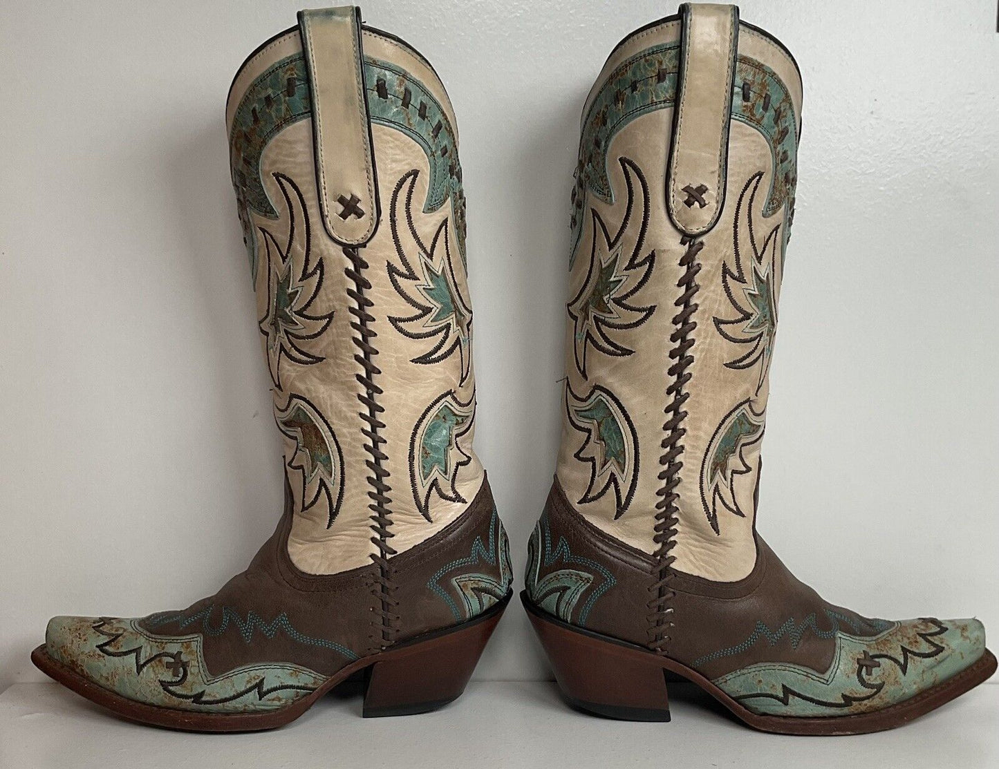 Tony Lama Cassidy & Santa Fe Cowgirl Boots 5 B Tooled Inlay