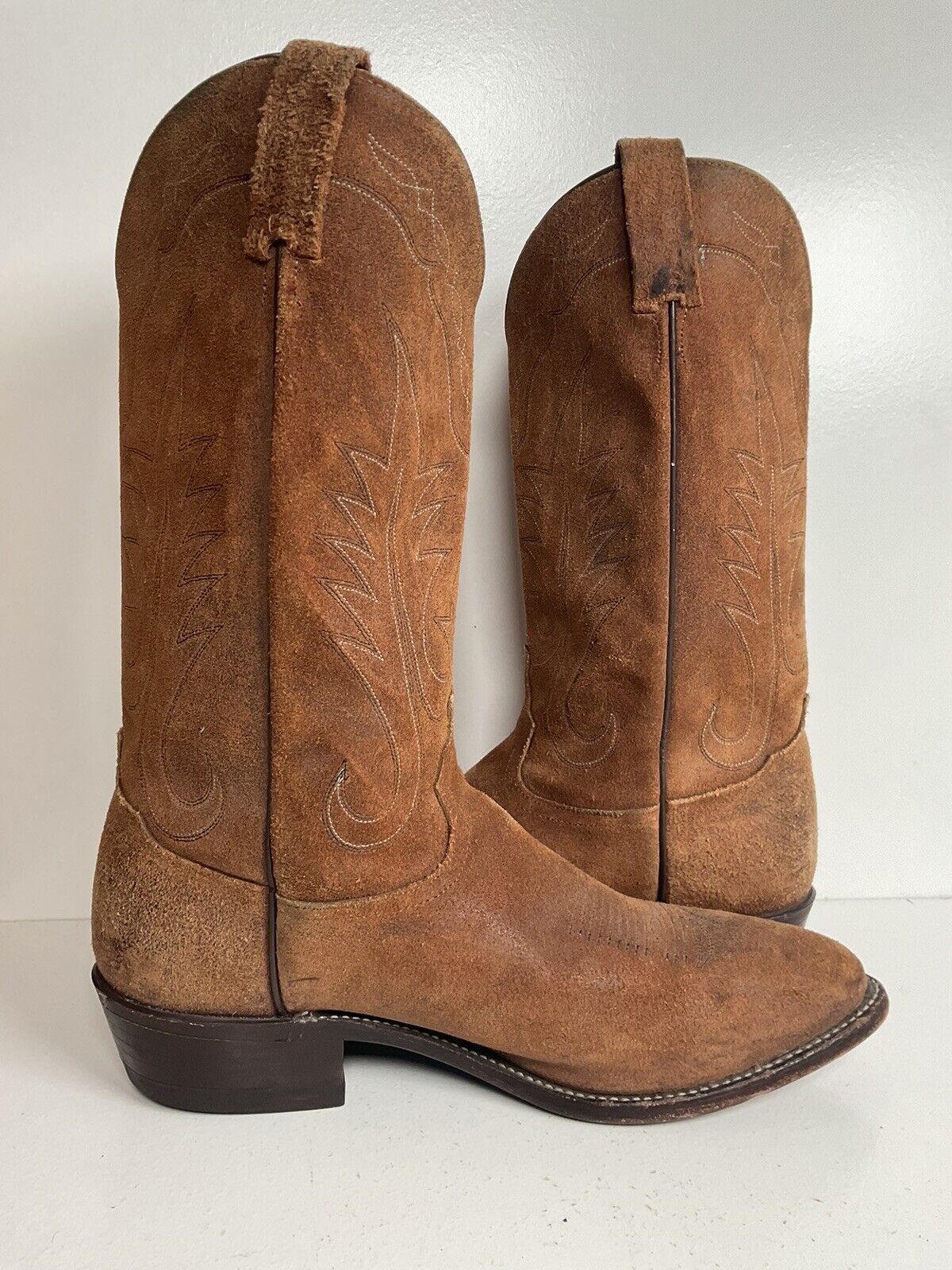 Tony Lama Full Rough Out Suede Cowboy Boots 12 D USA Made