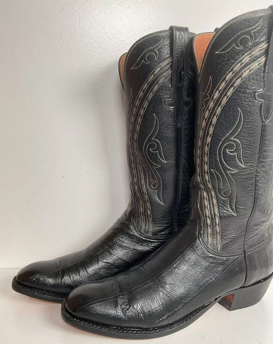 Lucchese San Antonio Exotic Eel Cowboy Boots 9 B Vintage French Toe