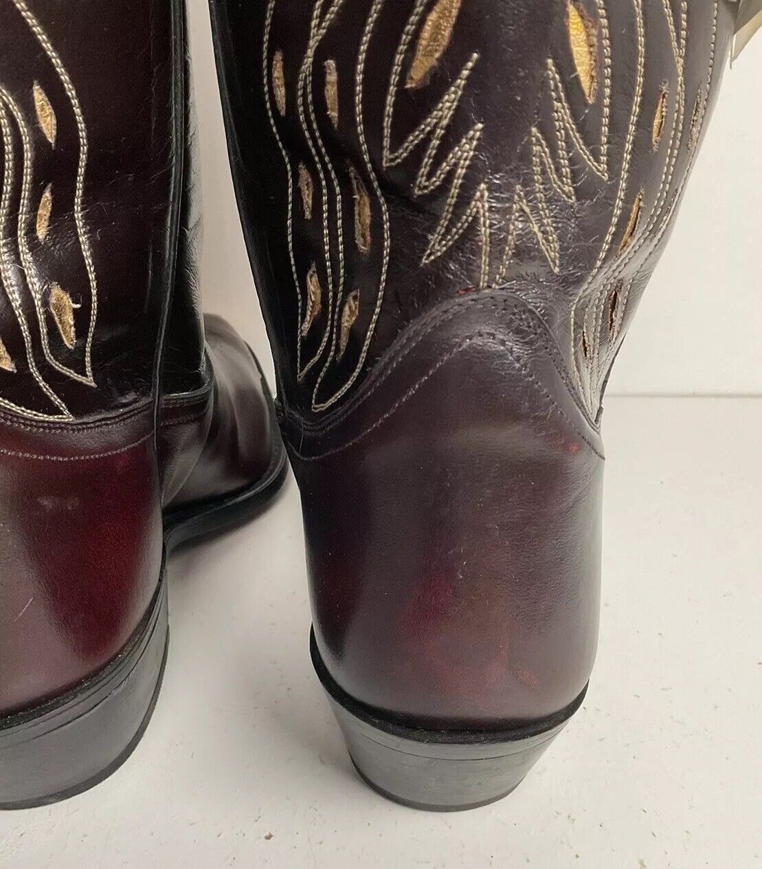 Vintage ACME Glitter Thunderbird Cowboy Boots 12 EW New Old Stock Tooled Inlay