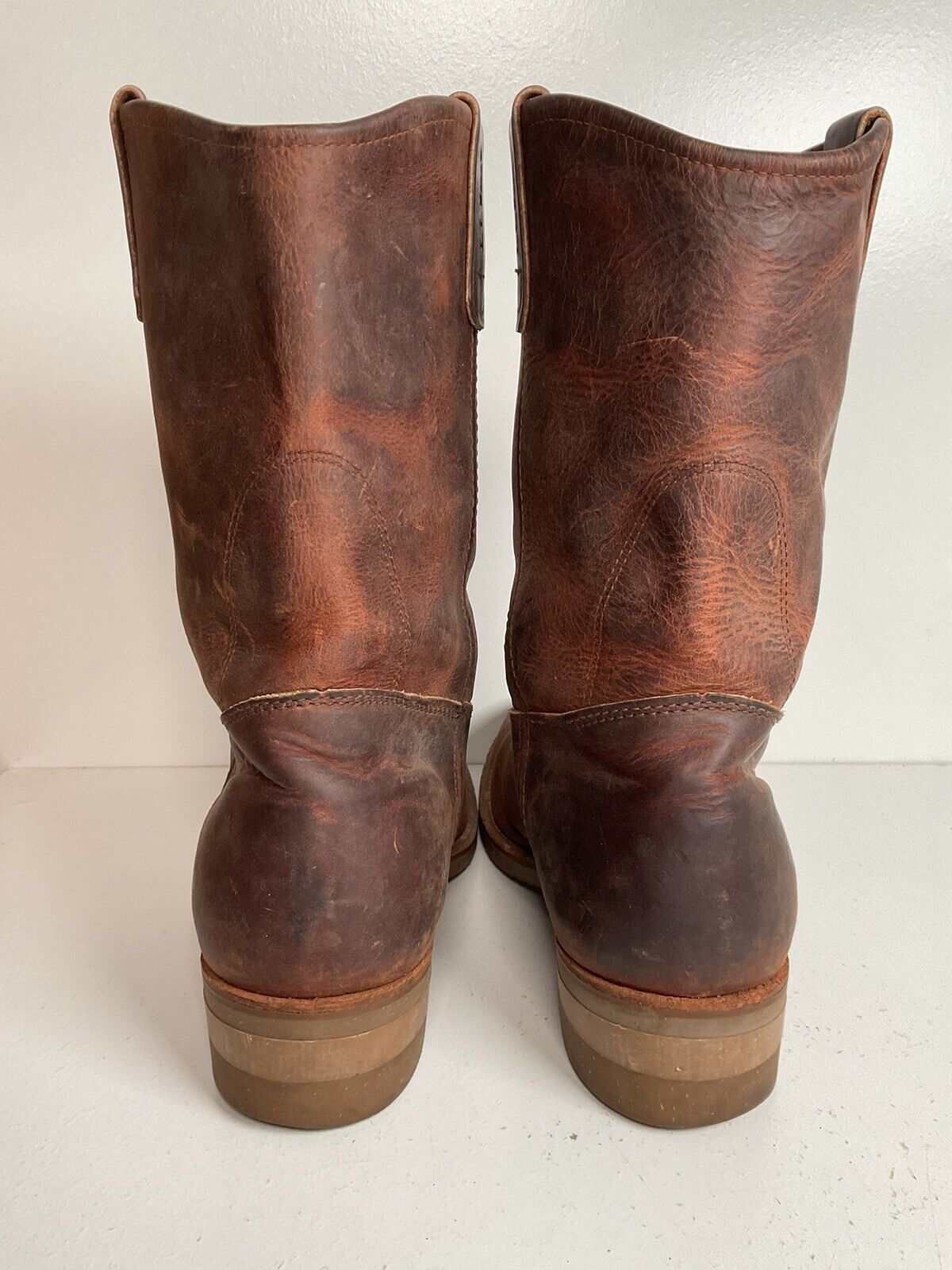 Vintage L. L. Bean Nail Seat Leather Work Boots 10.5 D Soft Toe Thick Hide