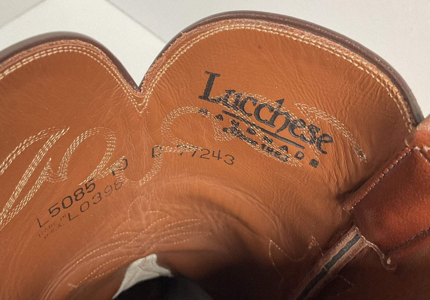 Vintage Lucchese Handmade Smooth Ostrich Roper Boots 10 D Exotic Cowboy