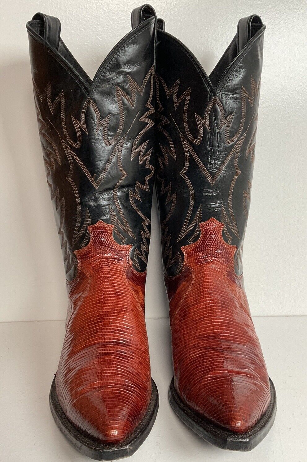 Justin Women’s Snip Toe Lizard Cowgirl Boots 9 B USA Made