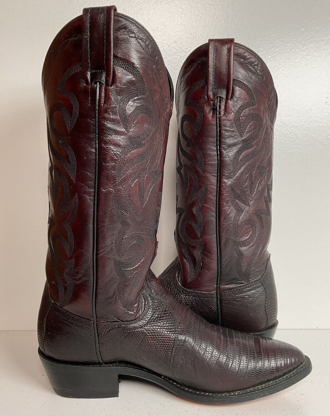 Dan Post Black Cherry Teju Lizard Cowboy Boots 8 D