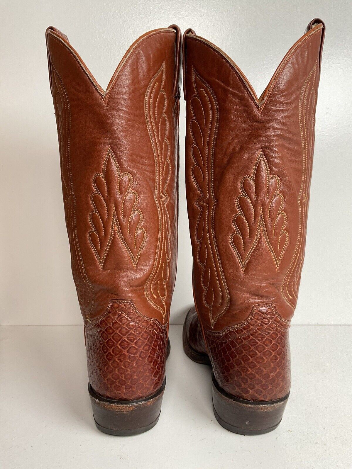 Vintage Tony Lama Exotic Anaconda Snakeskin Cowboy Boots 8 D Black Label